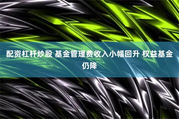配资杠杆炒股 基金管理费收入小幅回升&#32;权益基金仍降